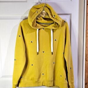 Joules Hoodie Womens Sz 6 Yellow Bee Embroidery Cottagecore Kawaii Raglan Fit